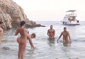 Gaming beach body of men riding and engulfing