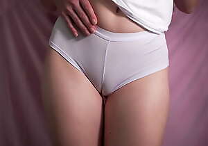 Local Cameltoe Rag In Tight White Camiknickers