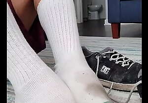 Stinky sweaty putrefactive dirty amply worn used nasty cheesy age-old crusty heinous white socks