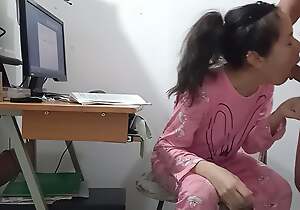 The facetiousmater interrupts work to spill his semen on my pink pajamas, after being mounted.
