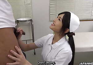 Japanese Brunette nurse Shino Aoi in be passed on doctor's office in oral action uncensored.