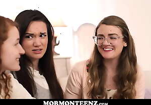 Four mormon legal age teenager sister wives orgasm together after prayer