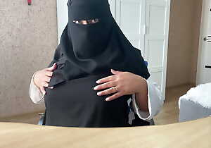 arabic muslim unreserved with obese breast back hijab sits on netting chat live