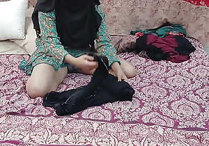 Desi Hijaab Woman Capital punishment Striptease On Membrane Call