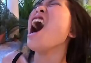 Little cute asian tolerant banged hard by a black cock