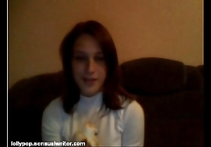 Russian legal age teenager sucks banana on high webcam, softcore
