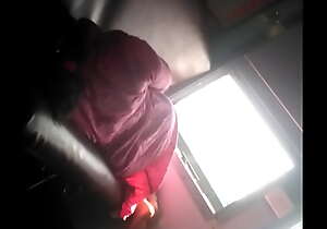 Telugu aunty big broad in the beam ass in train